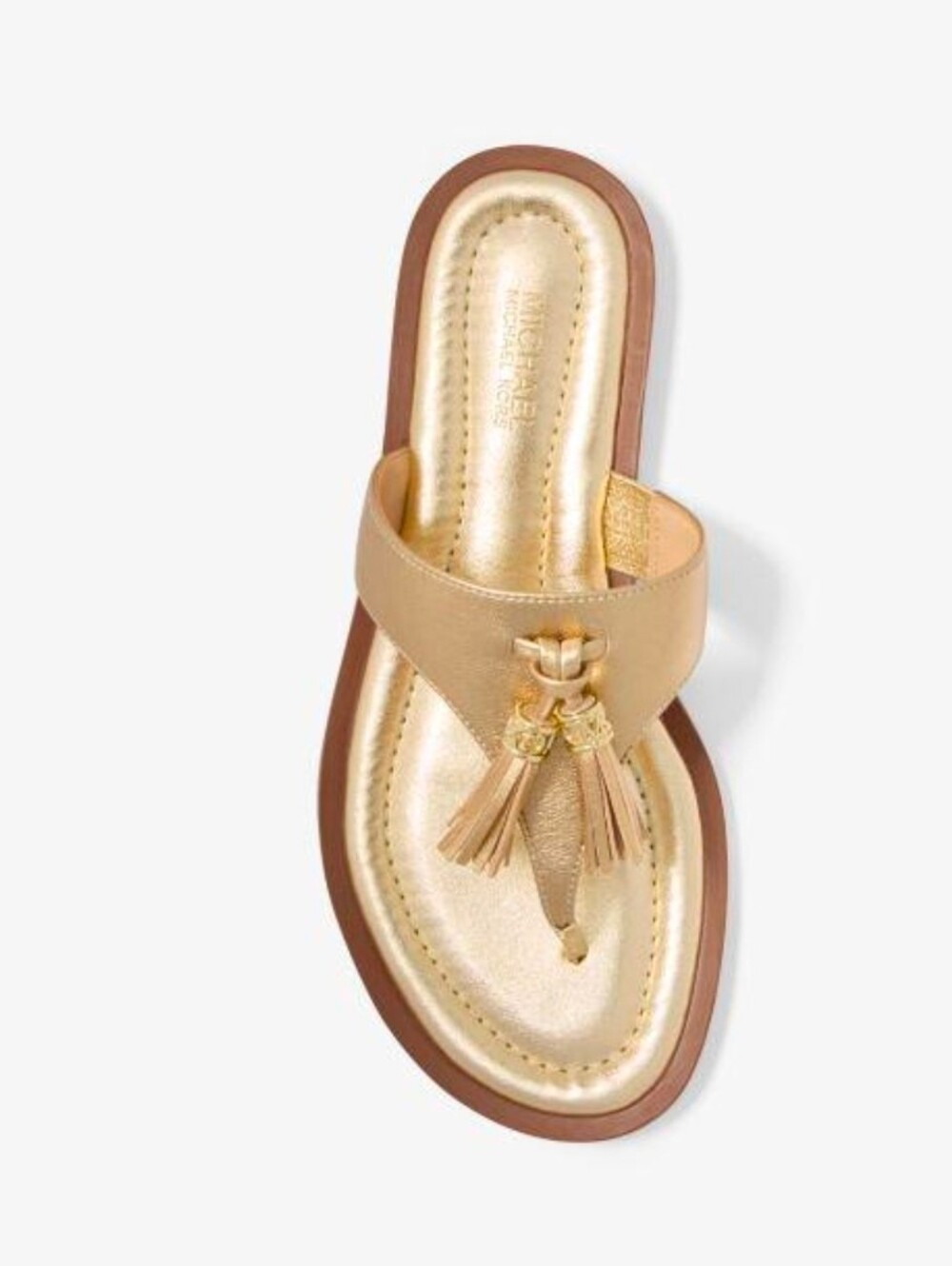 Michael Kors Metallic Gold Tassel Thong Sandals Size 10